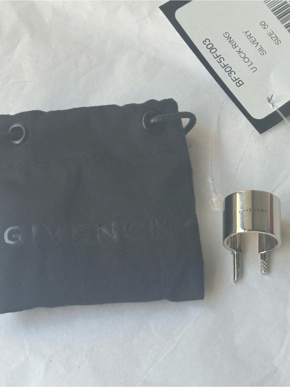 Givenchy silver u lock ring size 50/5.5 brand new unisex - Picture 6 of 9